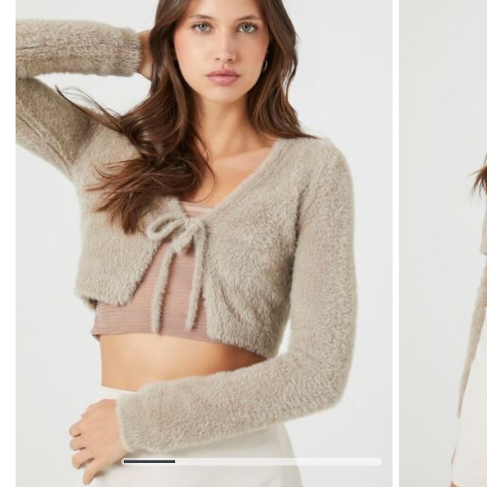 Forever 21 Fuzzy Cropped Cardigan Sweater